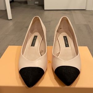 Nude Kitten Heels with Black Toes